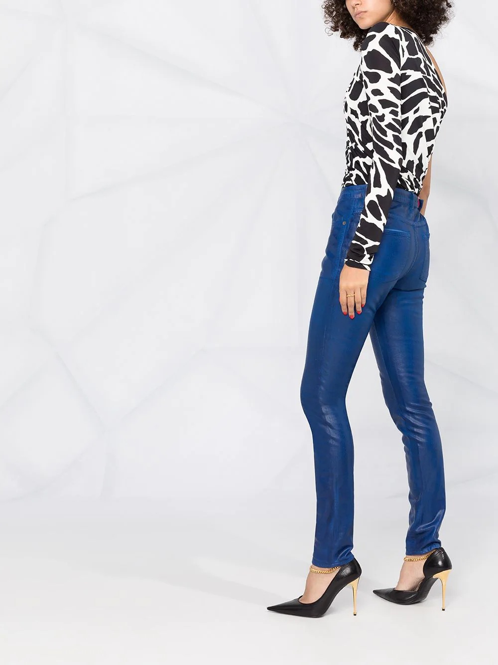 skinny patent style trousers - 4