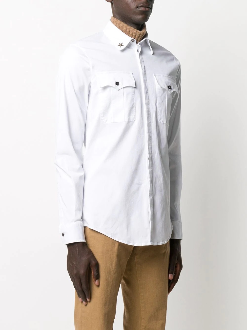 collar detail utility shirt - 3