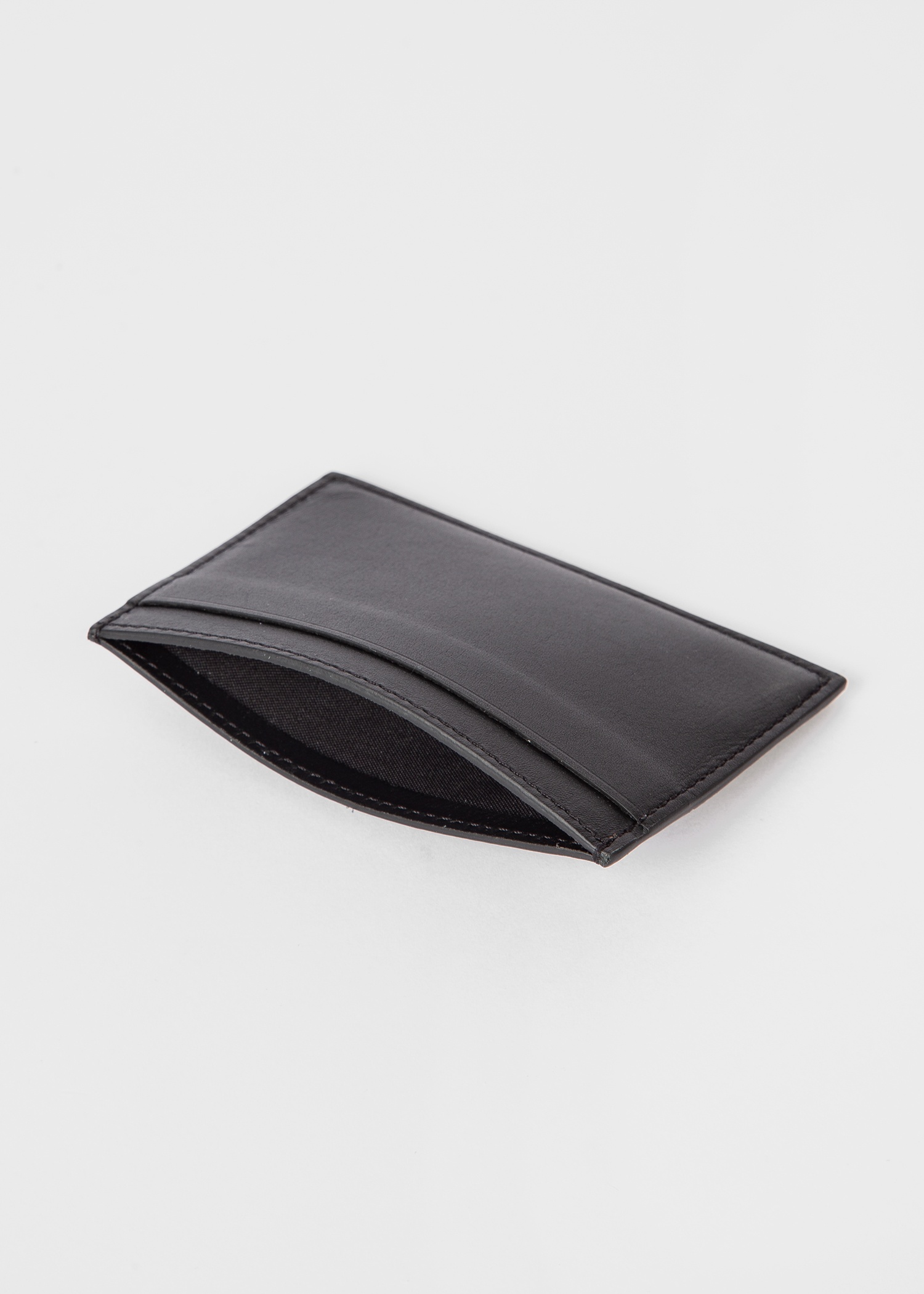 Black Leather Monogrammed Credit Card Holder - 4