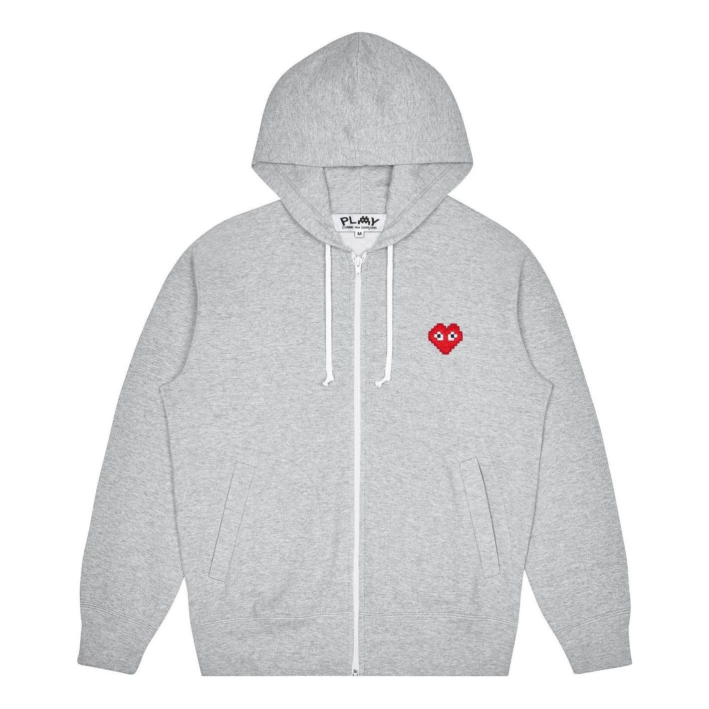(WMNS) COMME des GARCONS PLAY Invaders Zip Hooded Sweatshirt 'Grey' AZ-T325-051-1 - 1