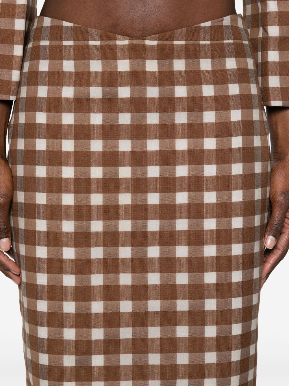checked low-rise midi skirt - 5
