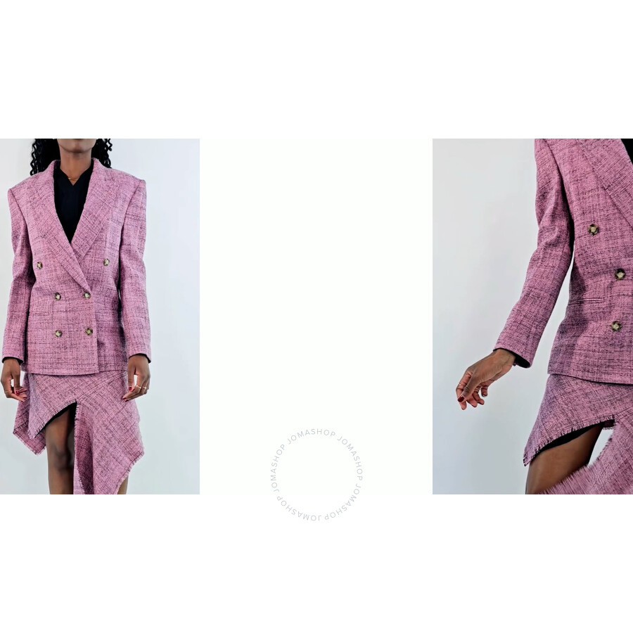 Stella Mccartney Ladies Pink Frayed Wool-Tweed Skirt - 3