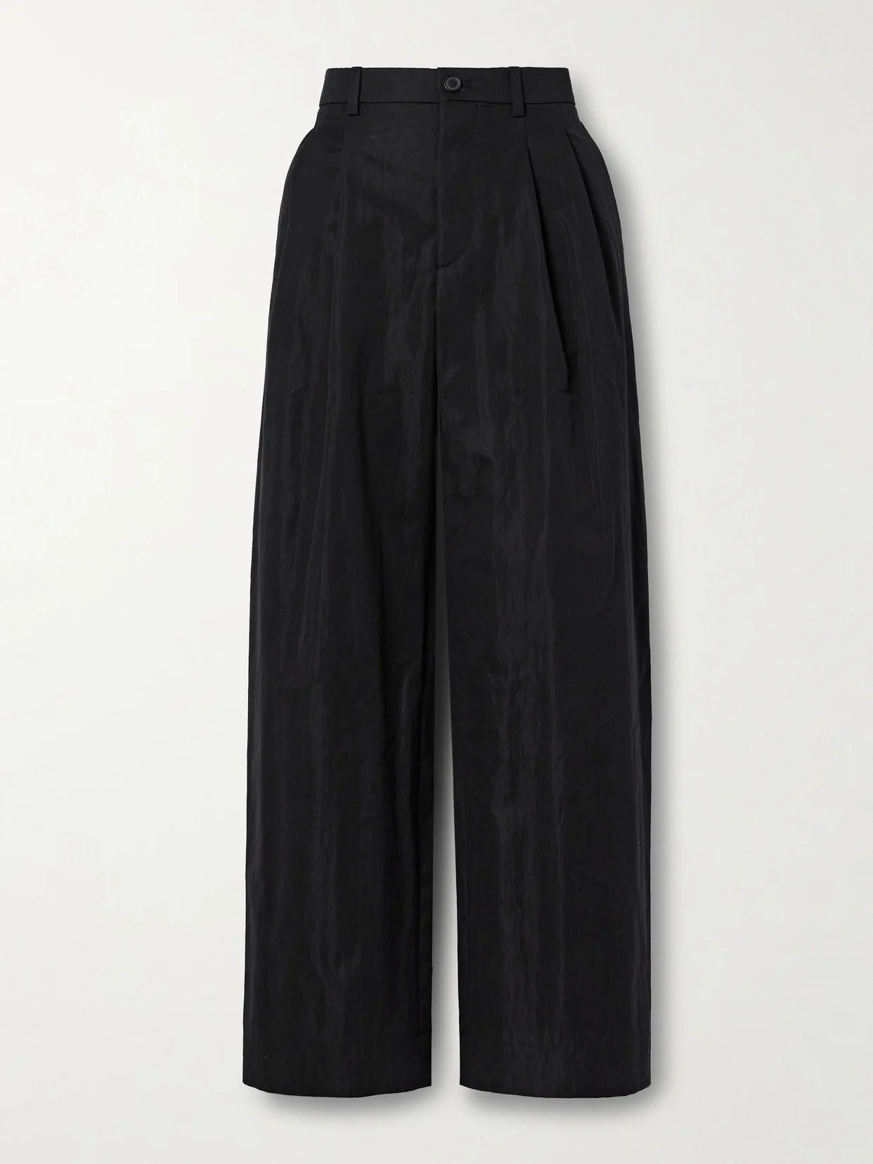 Pleated Cotton-blend Twill Wide-leg Pants - 1