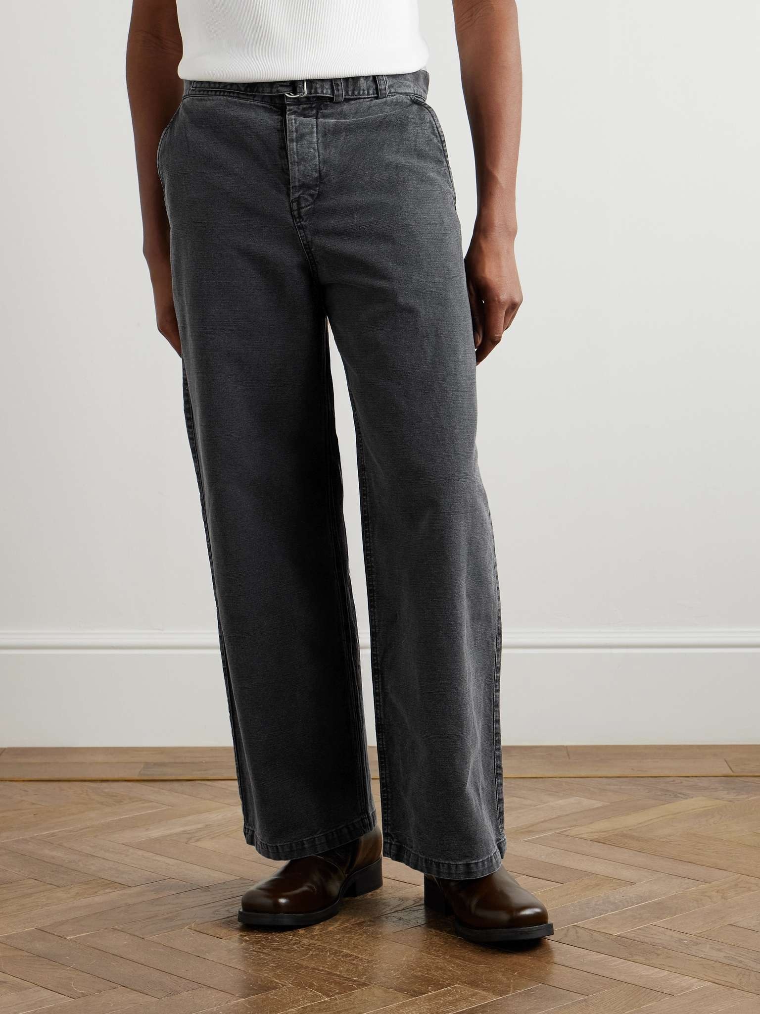 Stern Straight-Leg Belted Cotton and Linen-Blend Canvas Trousers - 3