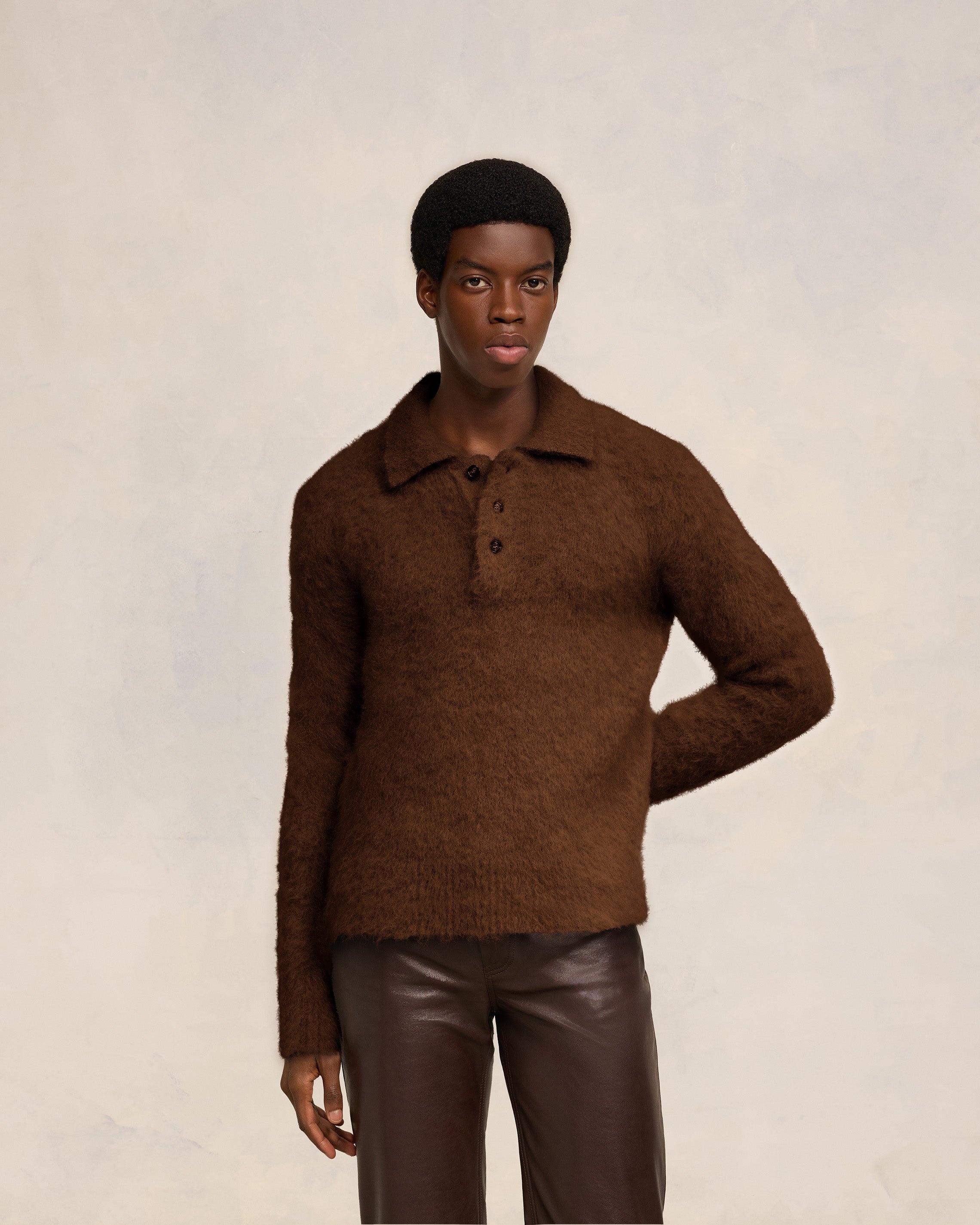 ALPACA MOHAIR BRUSHED POLO - 3