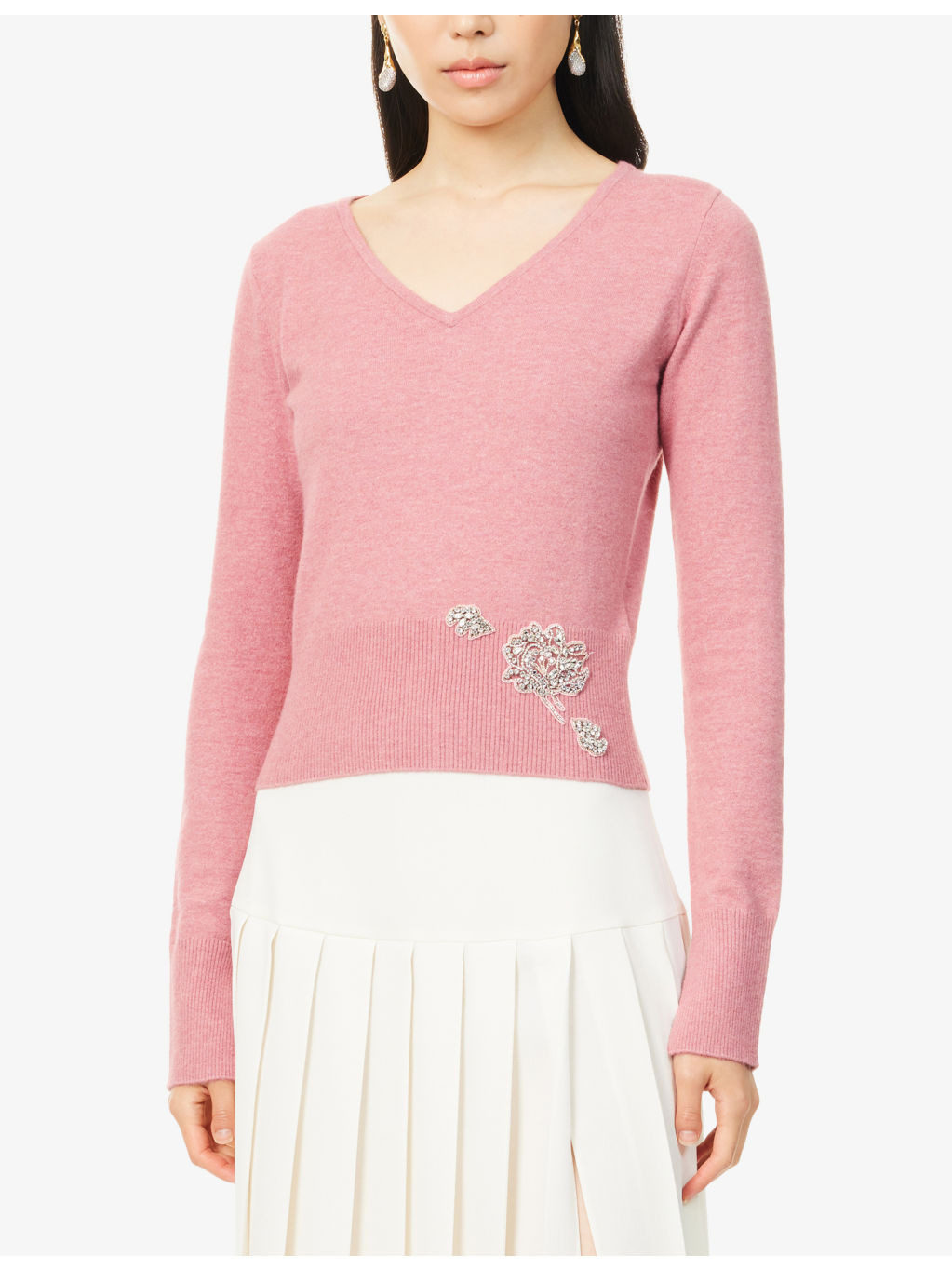 Embellished Cropped Knitted Jumper - 3