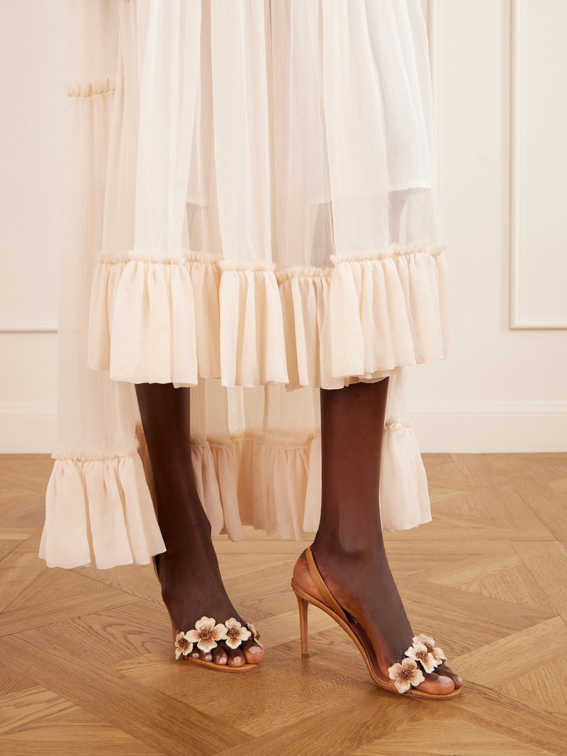 AQUAZZURA Passionflower 85 Embellished Raffia Slingback Sandals outlook