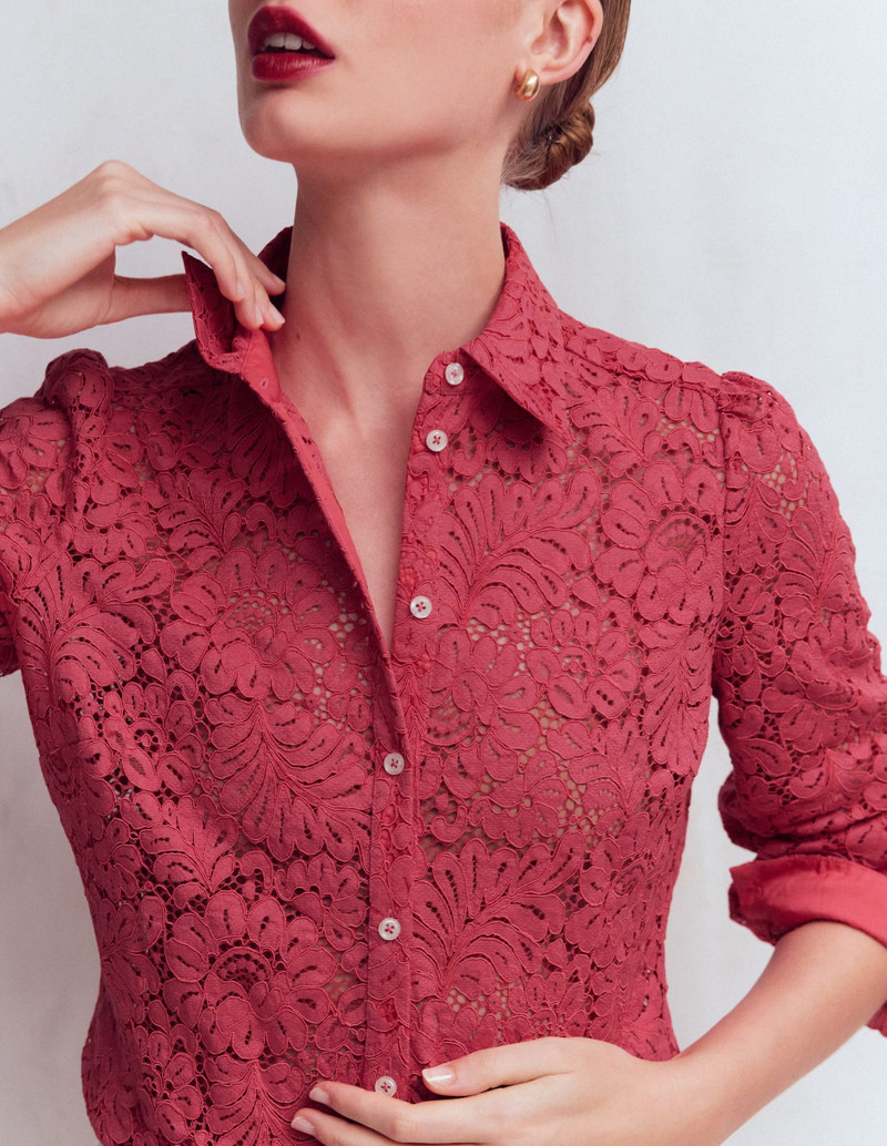 Cara Lace Shirt-Cherry Blush 3
