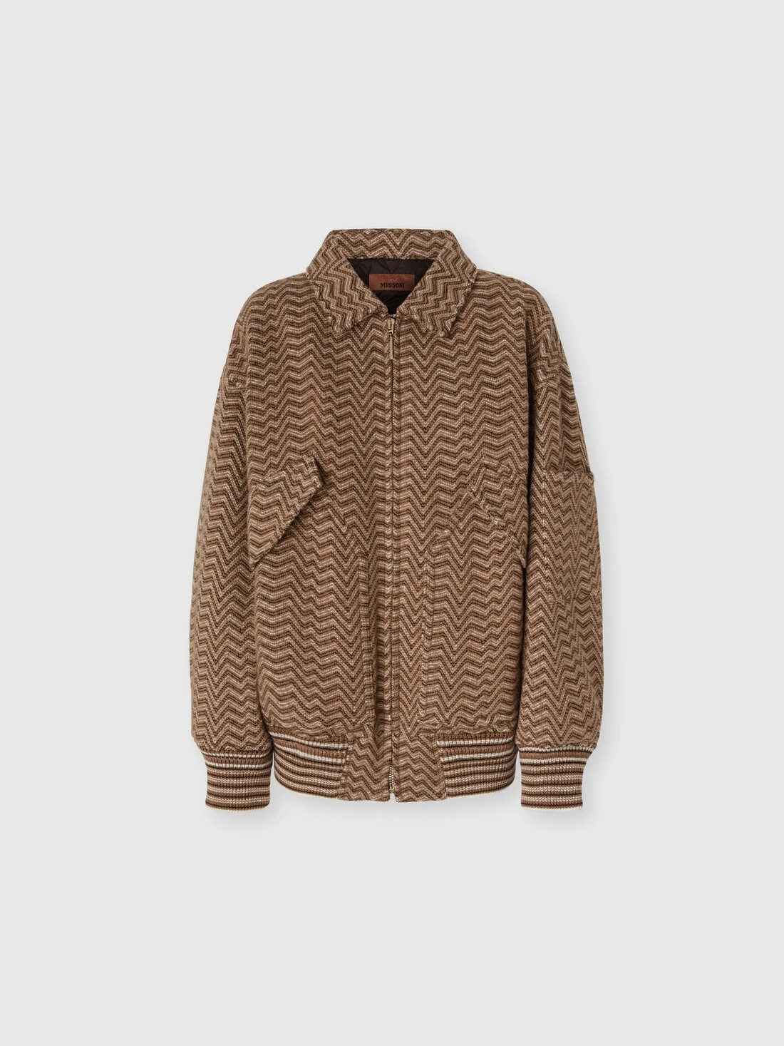 Bomber jacket with irregular chevron pattern - 1