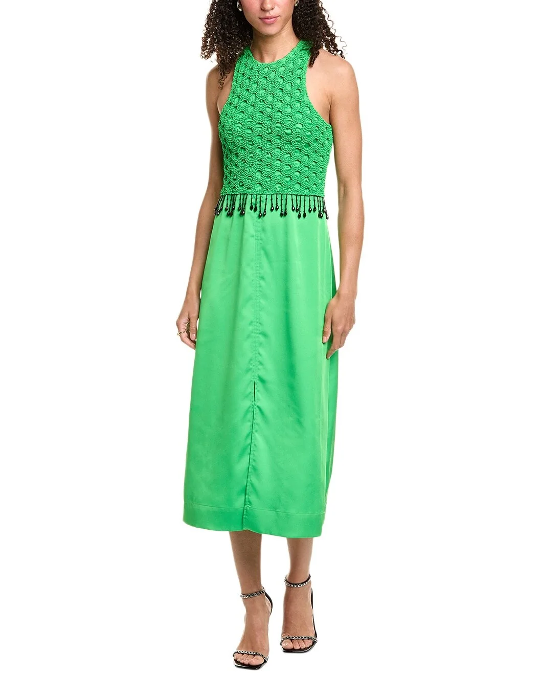 GANNI Smocked Satin Maxi Dress - 1