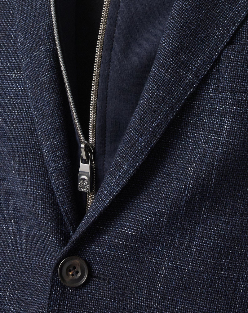 Blue wool and linen jacket with inner vest 5