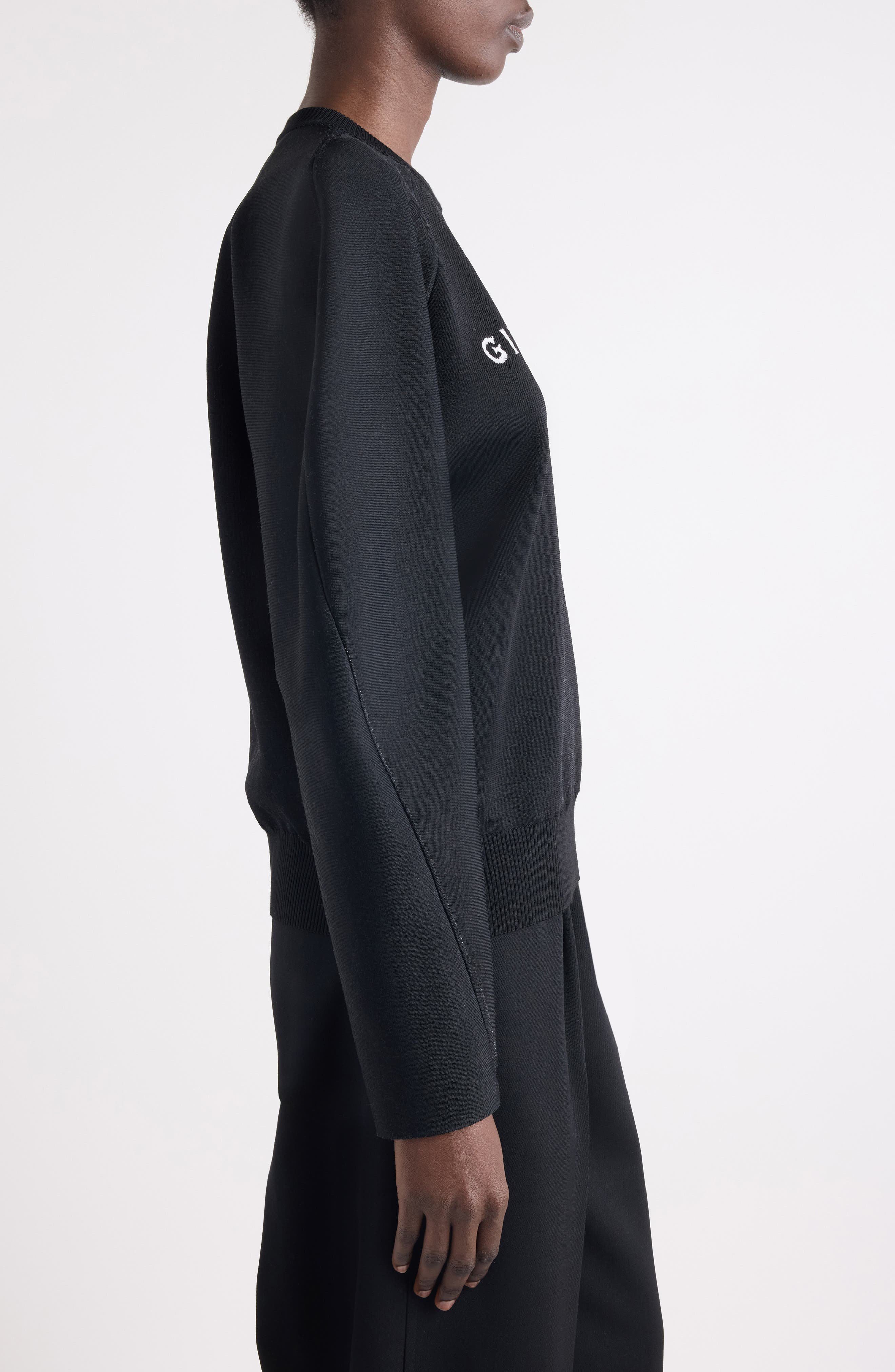 Givenchy Logo Intarsia Crewneck Sweater in Black at Nordstrom - 4
