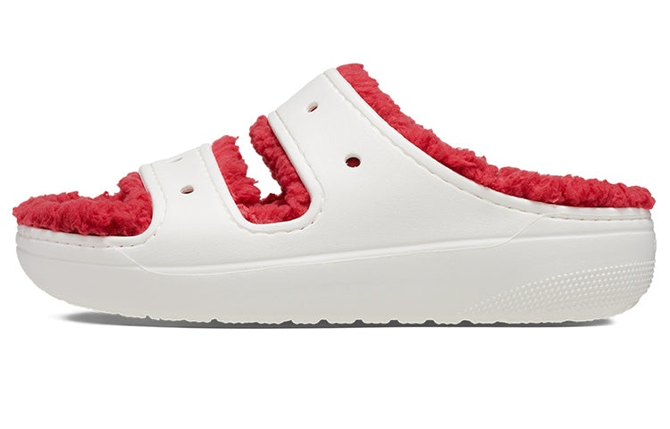 (WMNS) Crocs Classic Cozzzy Holiday Sweater Sandal 'White Red' 209227-90H - 2