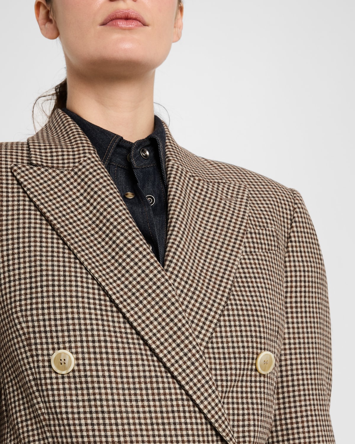 Double-Breasted Check Blazer - 5