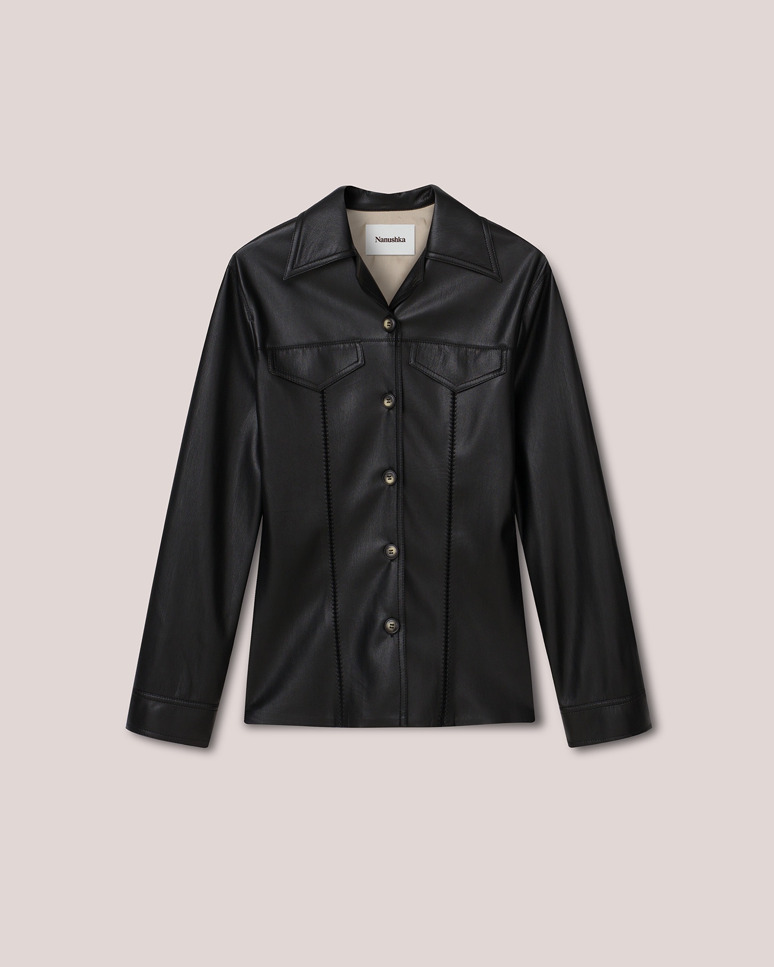 GANIT - Vegan leather shirt jacket - Black - 1