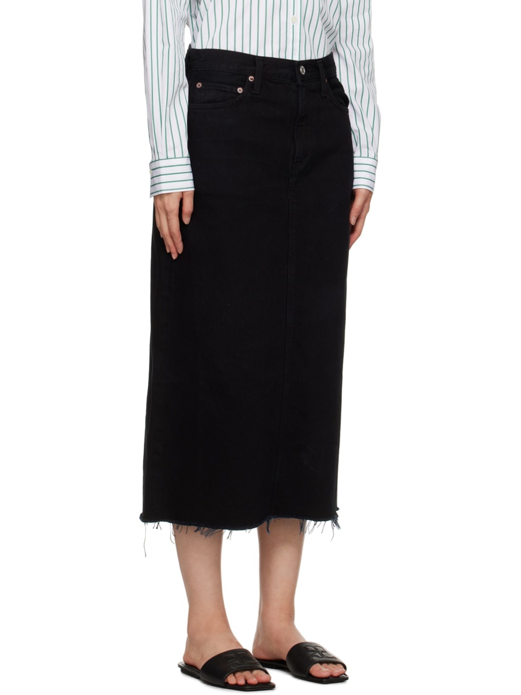 Black Della Denim Midi Skirt - 2