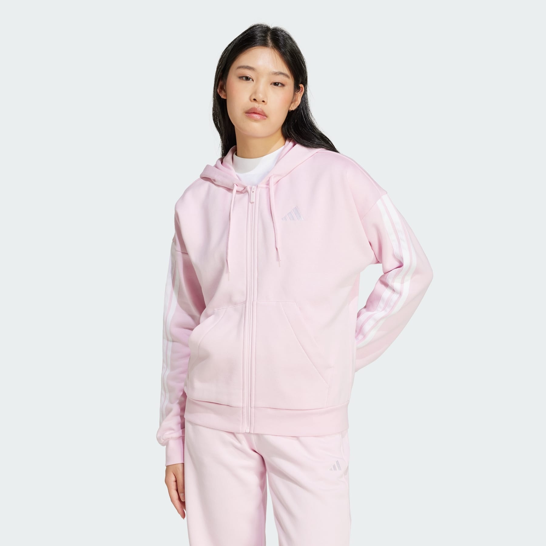 Essentials 3-Stripes Full-Zip Fleece Hoodie - 2