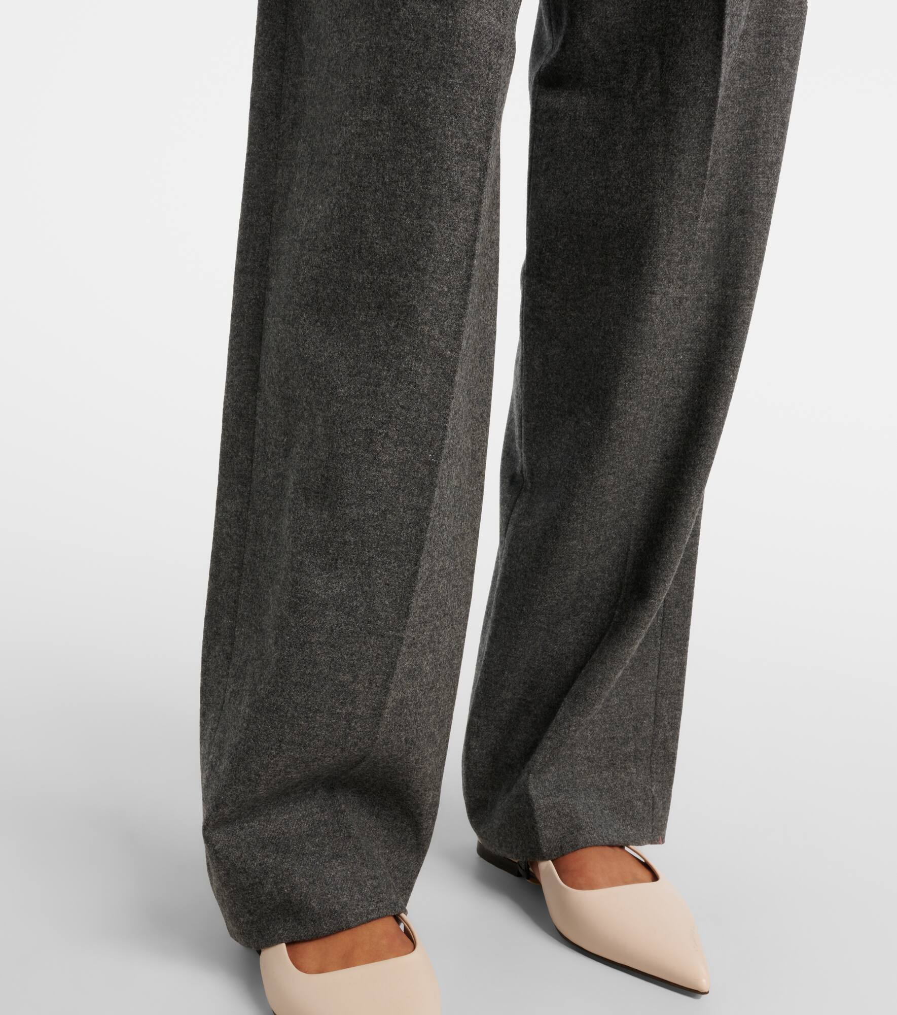 Pleated wool and cashmere wide-leg pants - 5