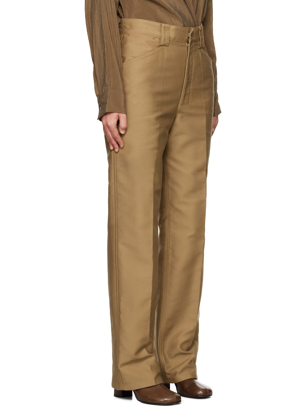 Tan Straight Trousers - 2