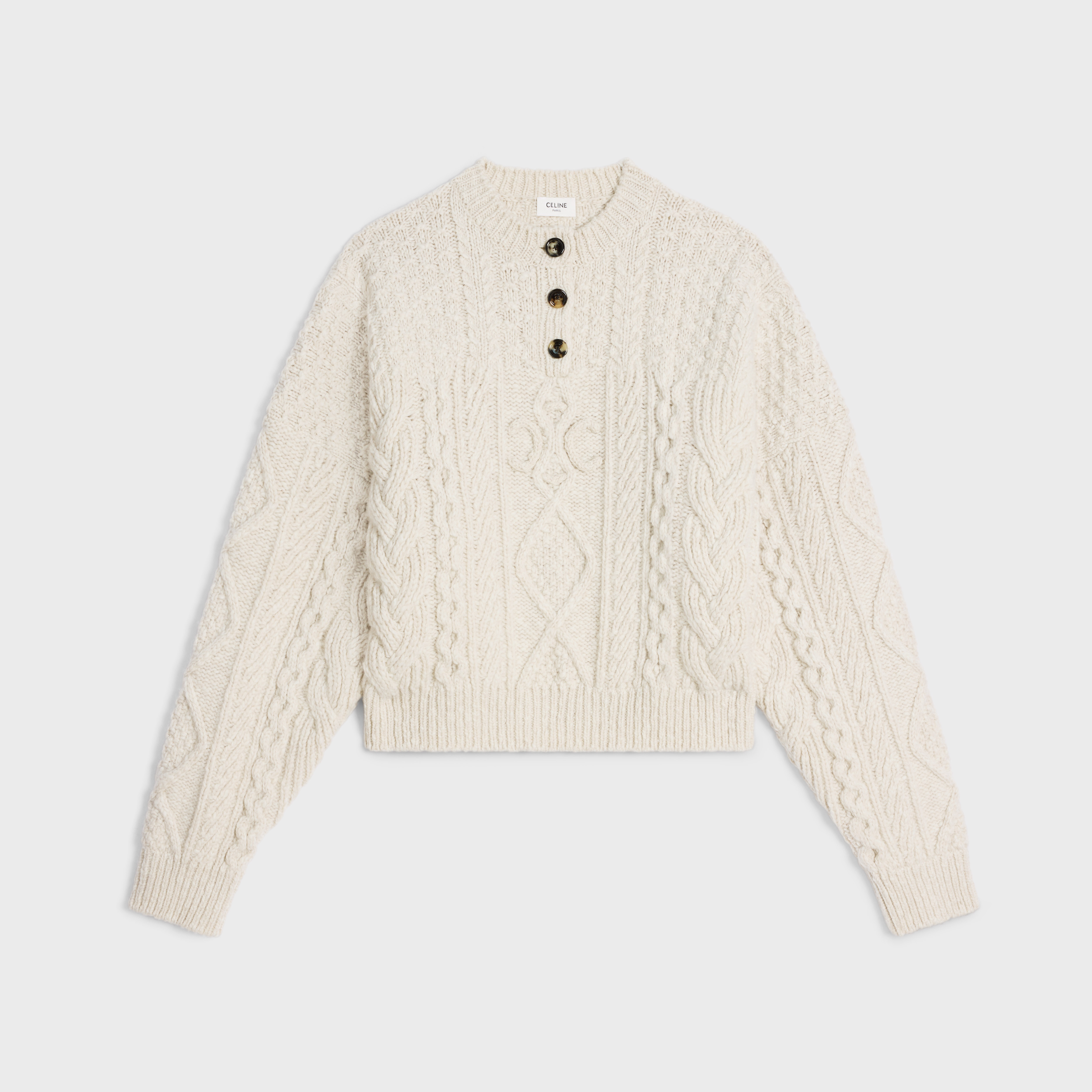 triomphe crew neck sweater in aran wool - 1