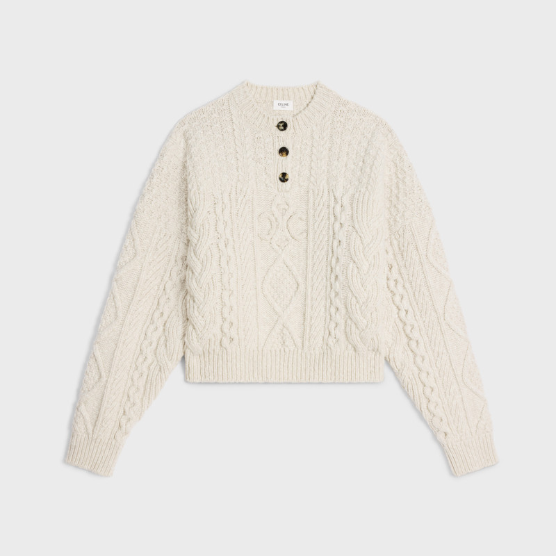 triomphe crew neck sweater in aran wool 1