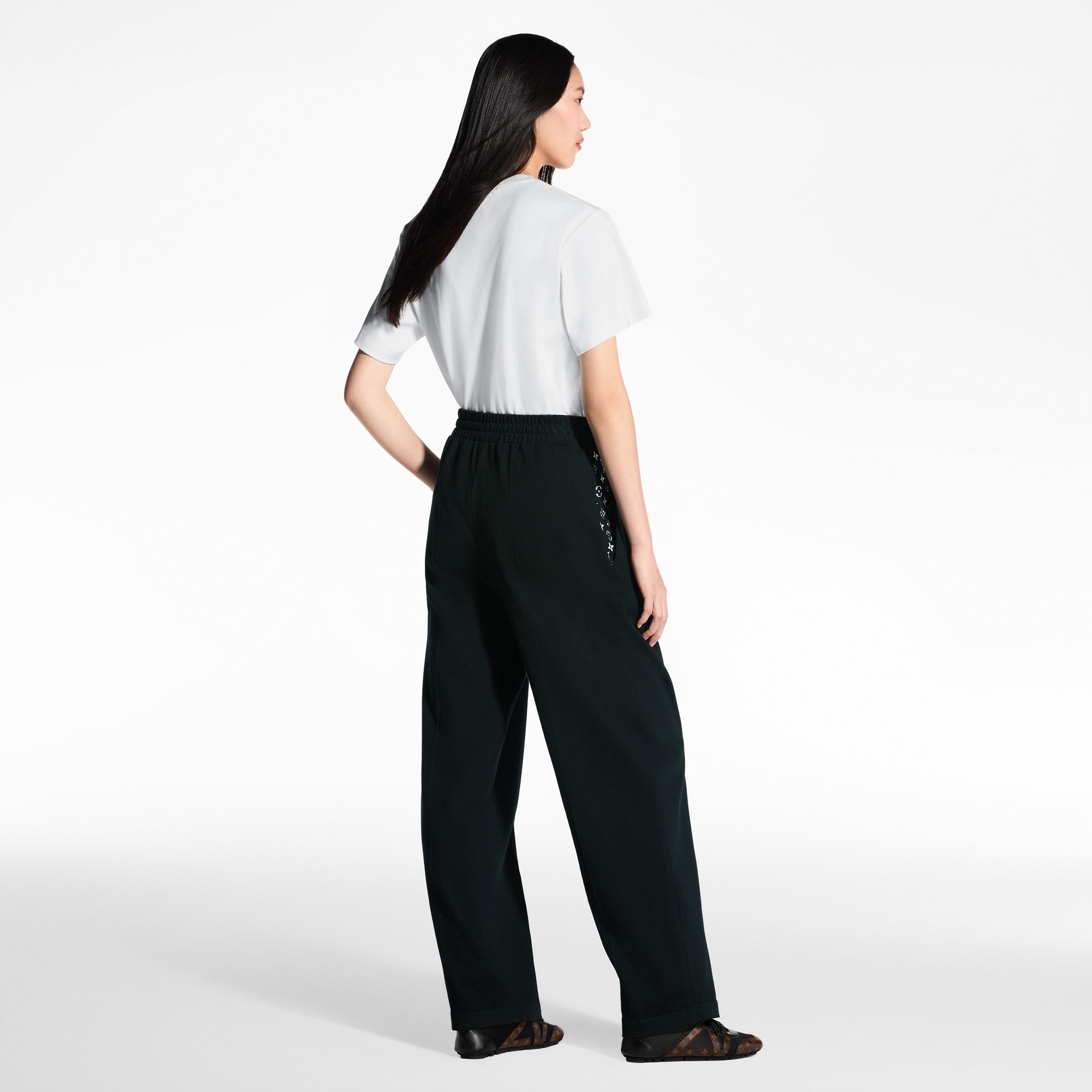 Monogram Accent Wide-Leg Jogging Pants - 3