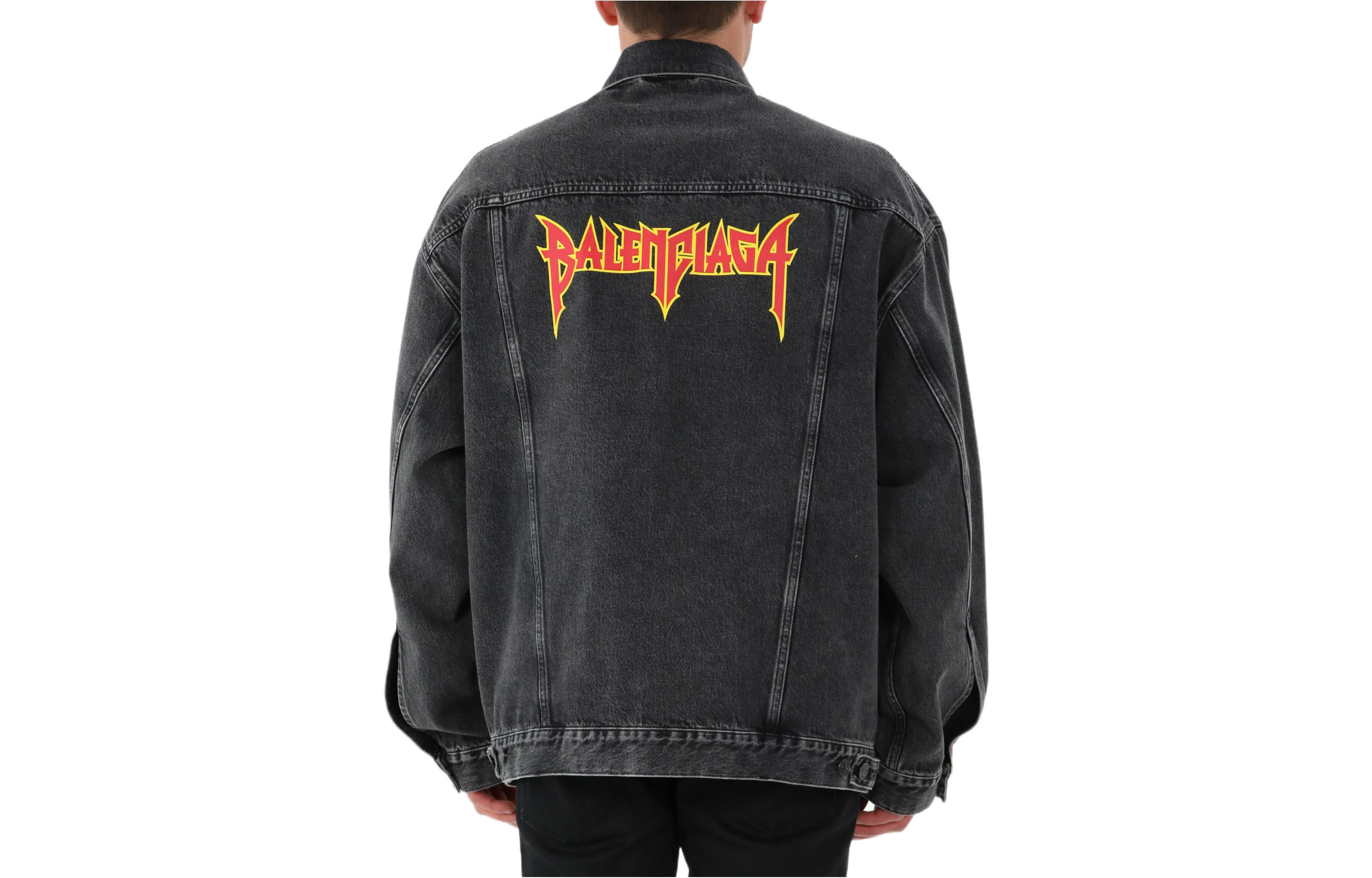 Balenciaga Metallica Oversized Denim Jacket 'Washed Black Orange' 694504TBP471055 - 2
