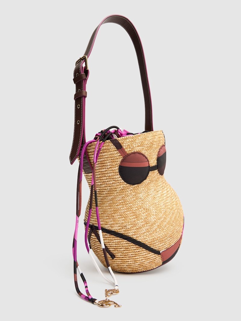 Puccinella straw & twill bag - 2