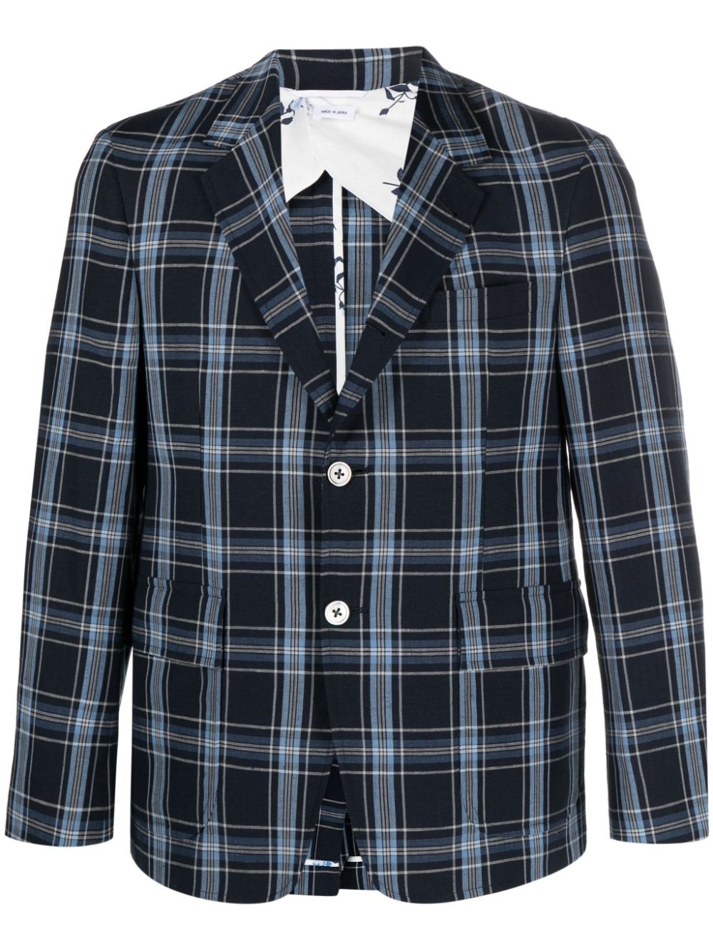 checked virgin wool blend blazer - 1