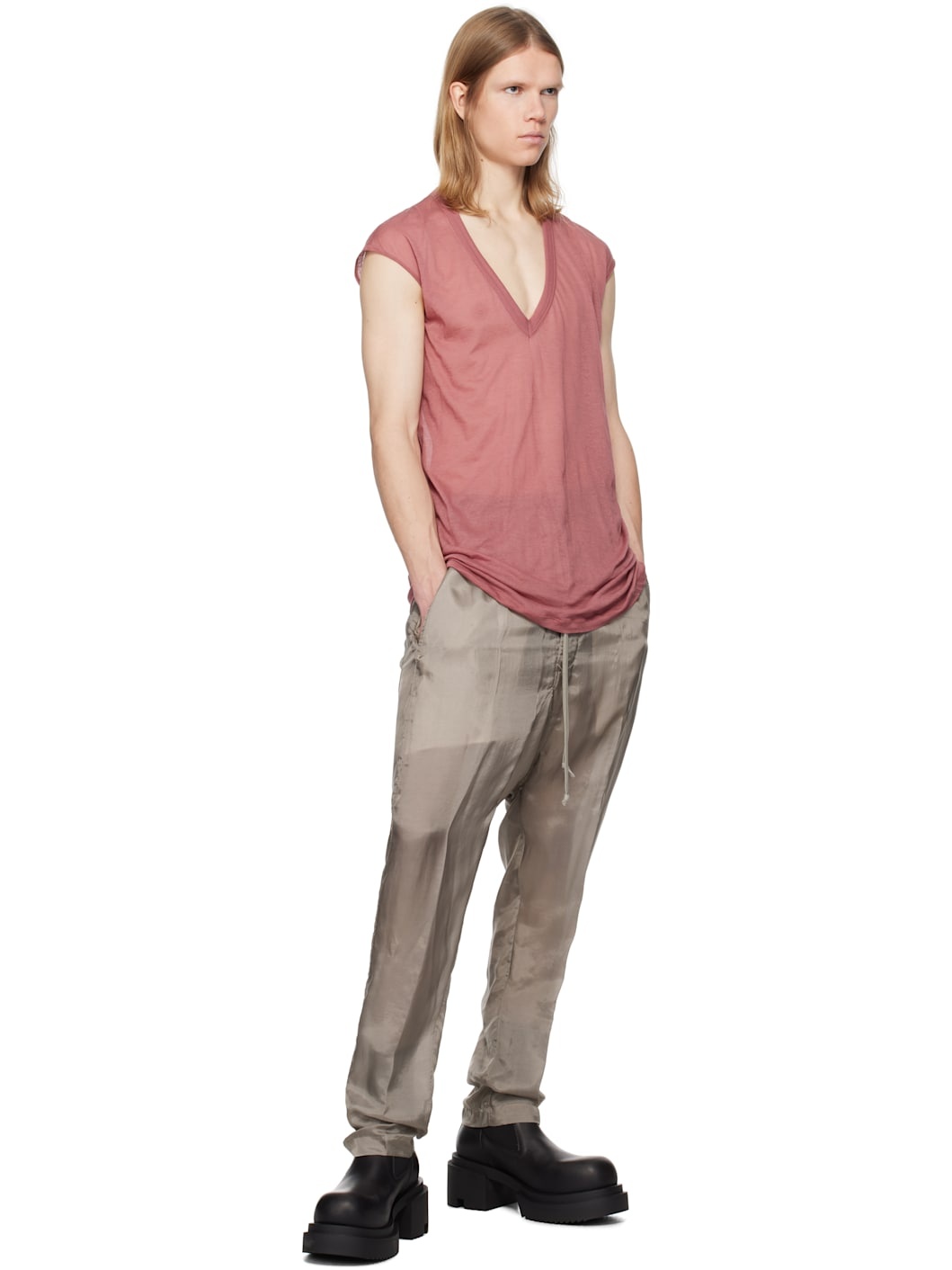 Taupe Hollywood Drawstring Long Trousers - 4