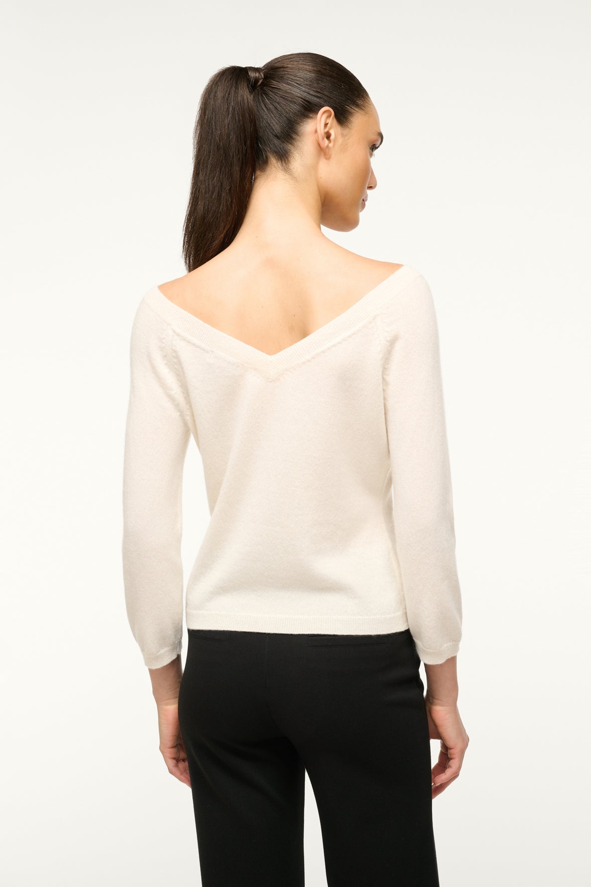 STAUD MICK CASHMERE SWEATER IVORY - 3