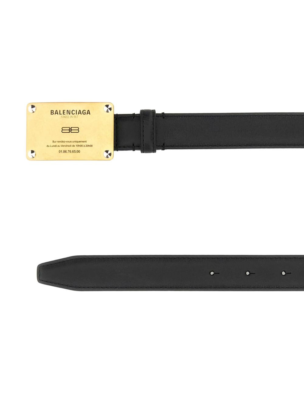 rectangular-plaque leather belt - 3