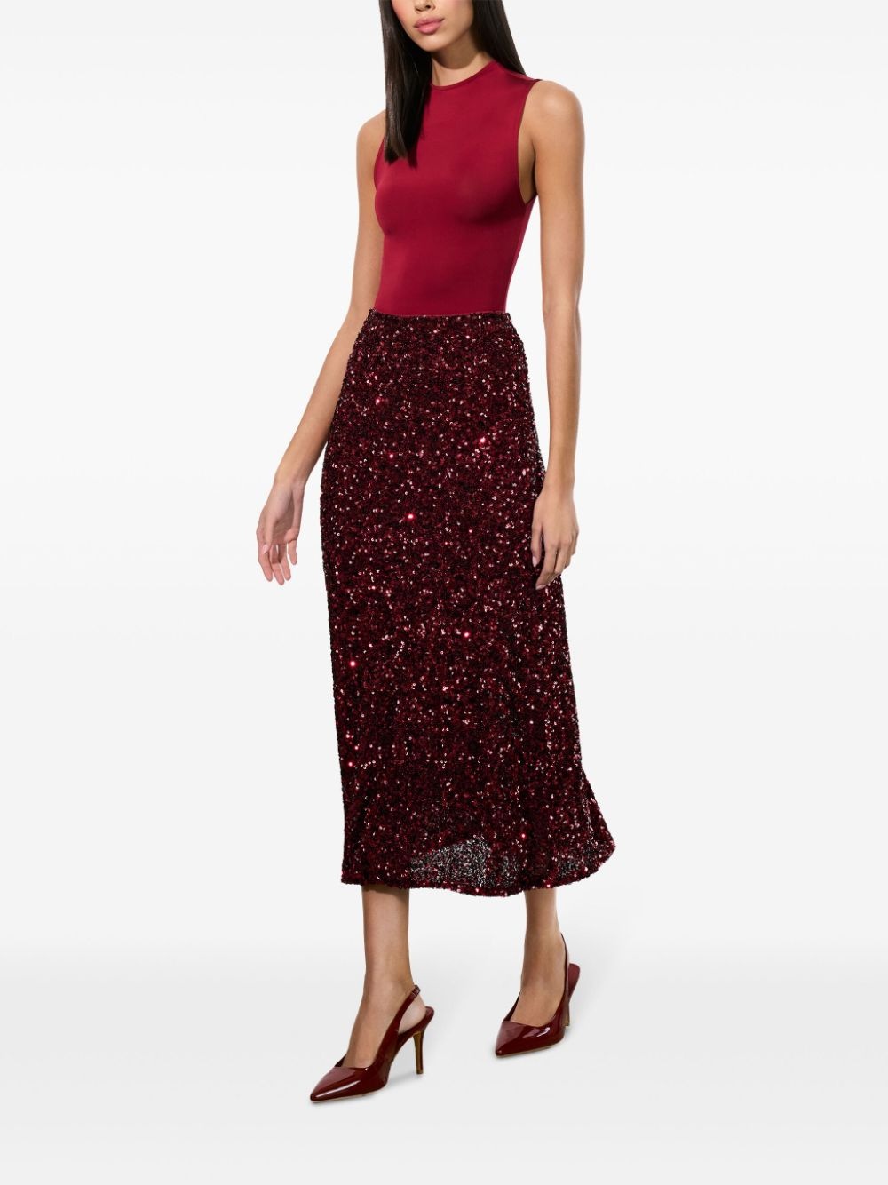 sequin-embellished flared skirt - 6