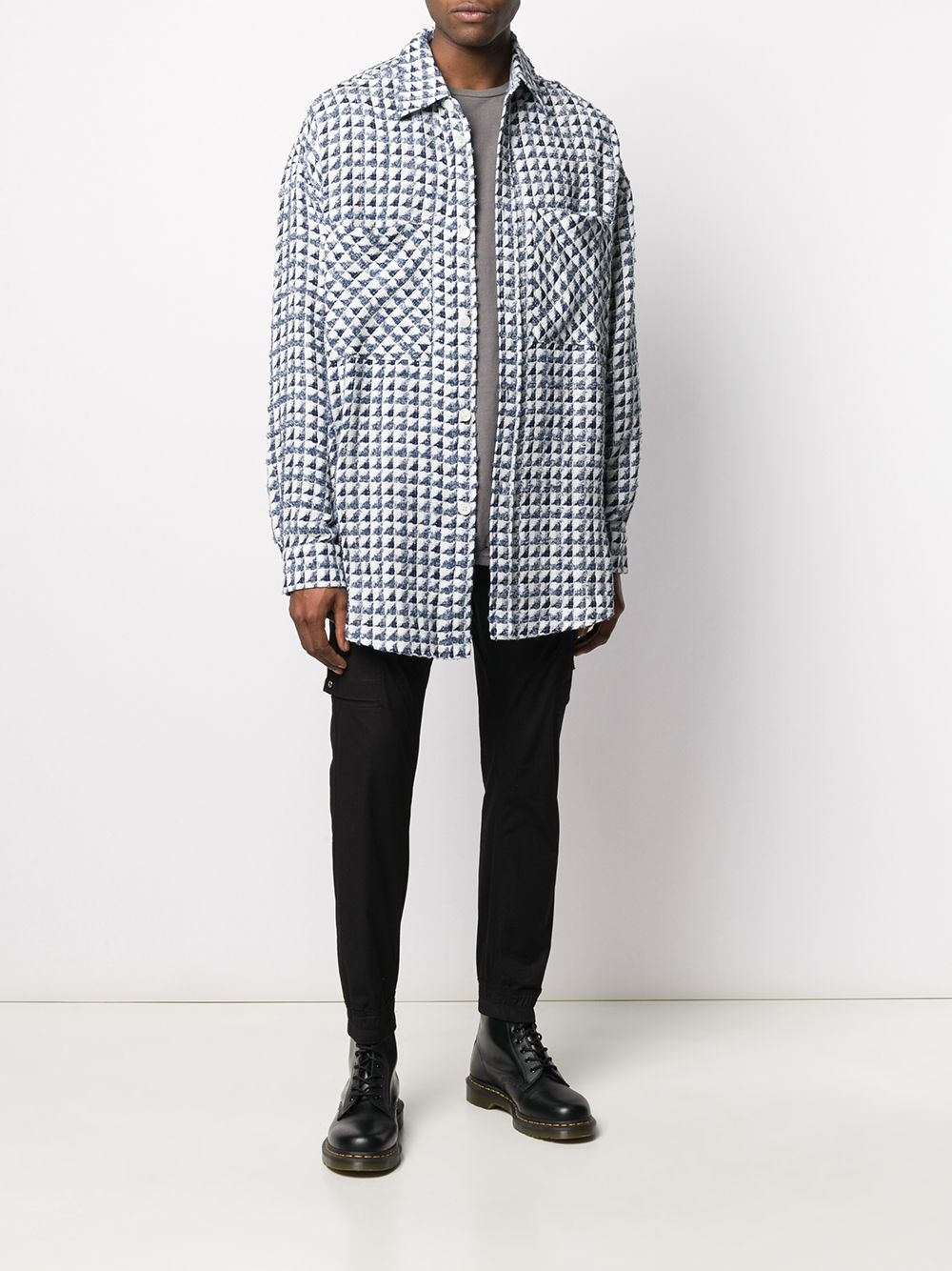 geometric print oversized shirt - 2