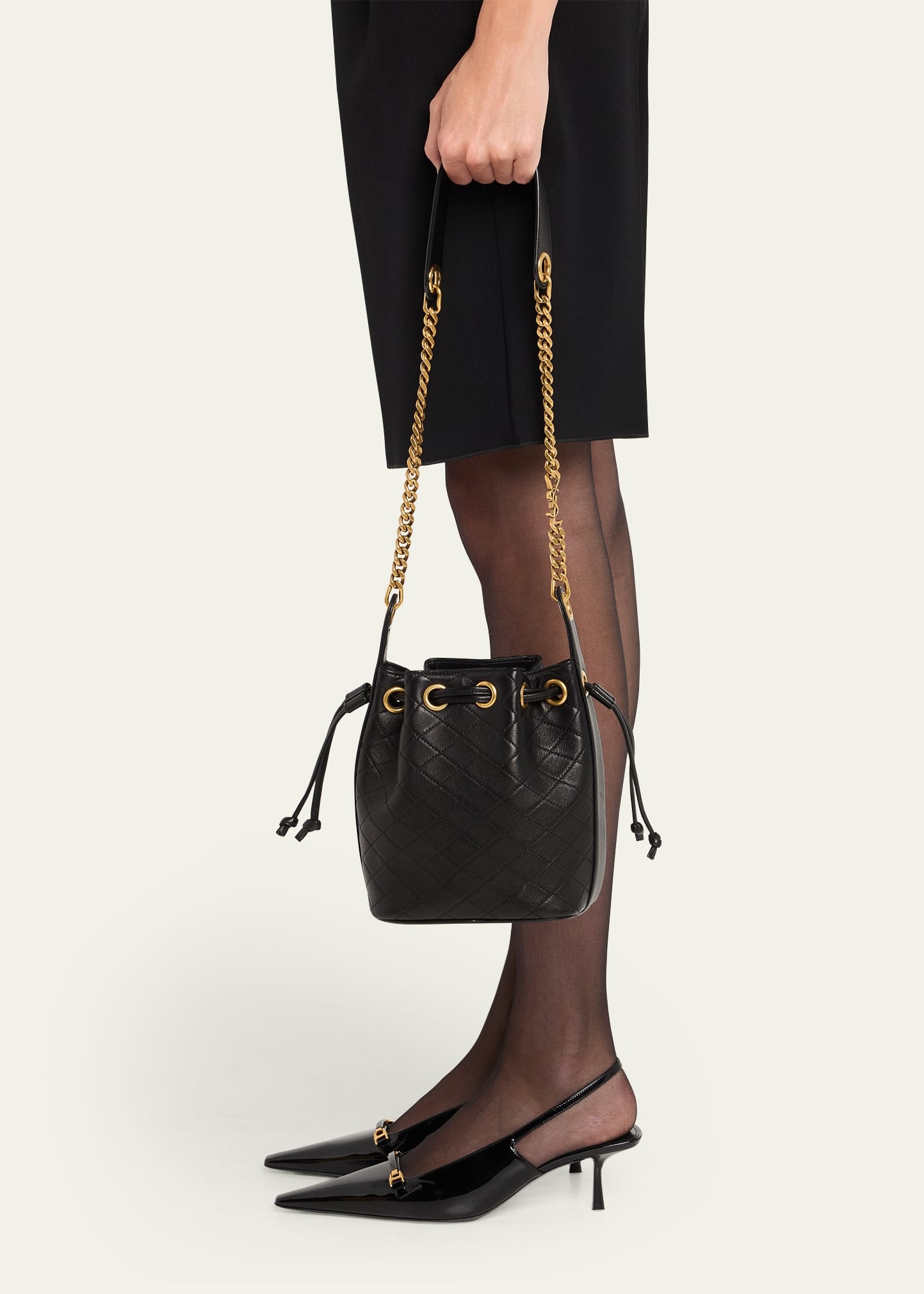 Cassandra Small YSL Bucket Bag in Quilted Leather - 2