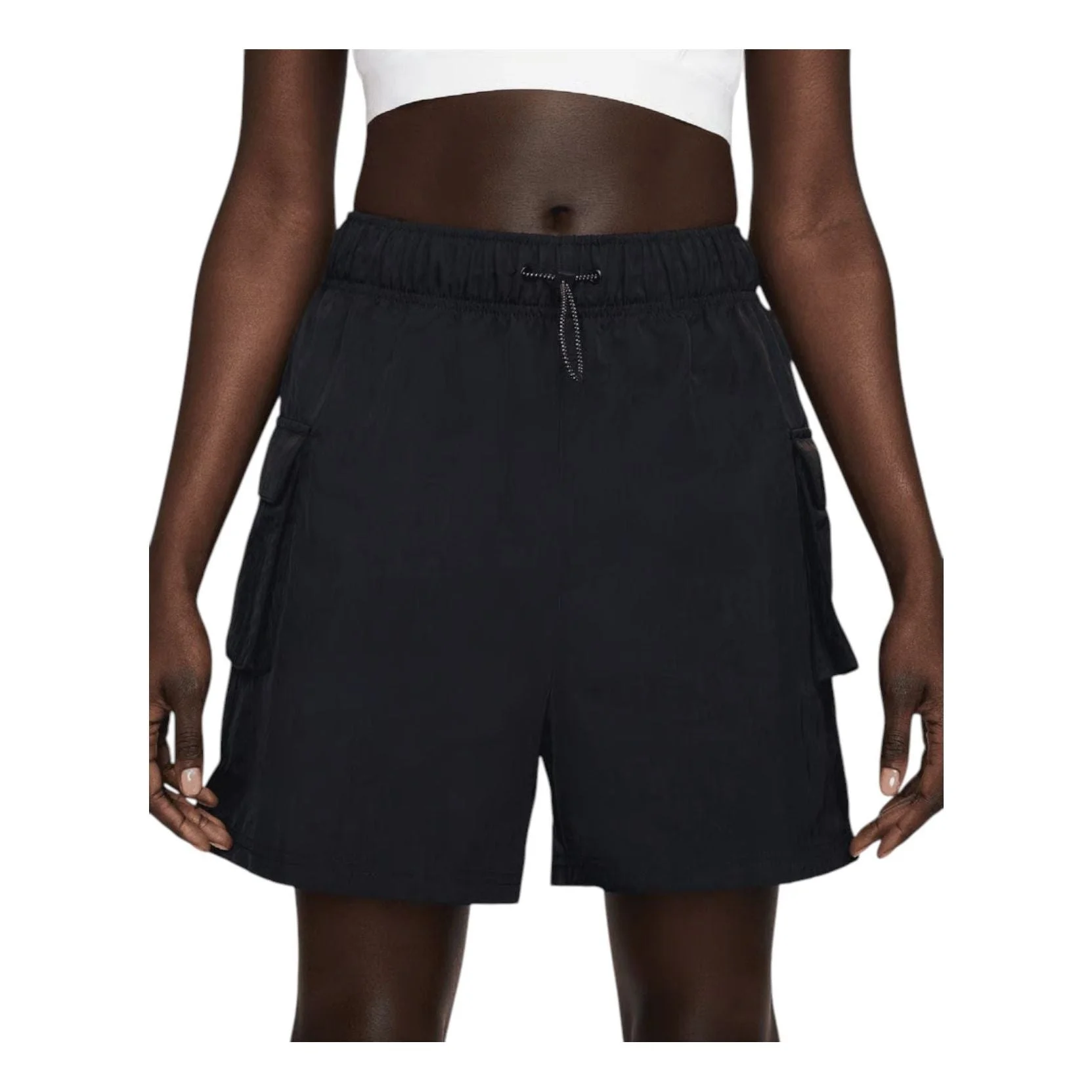(WMNS) Nike Sportswear Essential Woven High-Waisted Shorts 'Black' DM6247-010 - 1