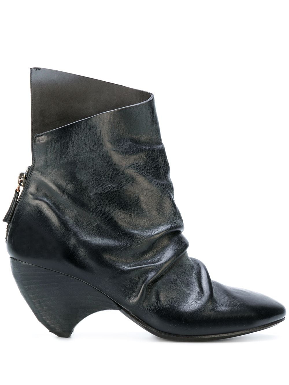 ruched asymmetric ankle boots - 1