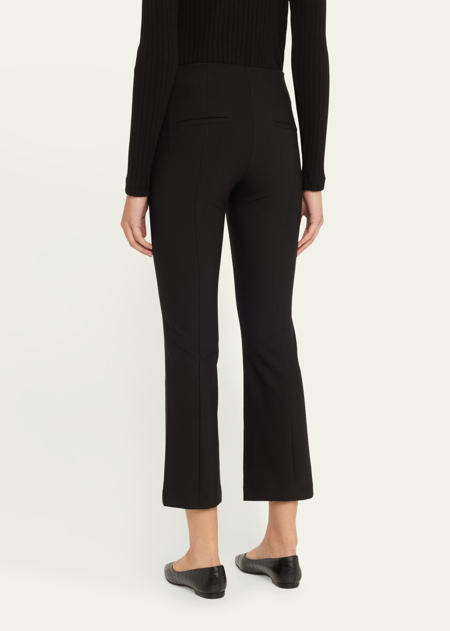 Cropped Flare-Leg Pintuck Pants - 3