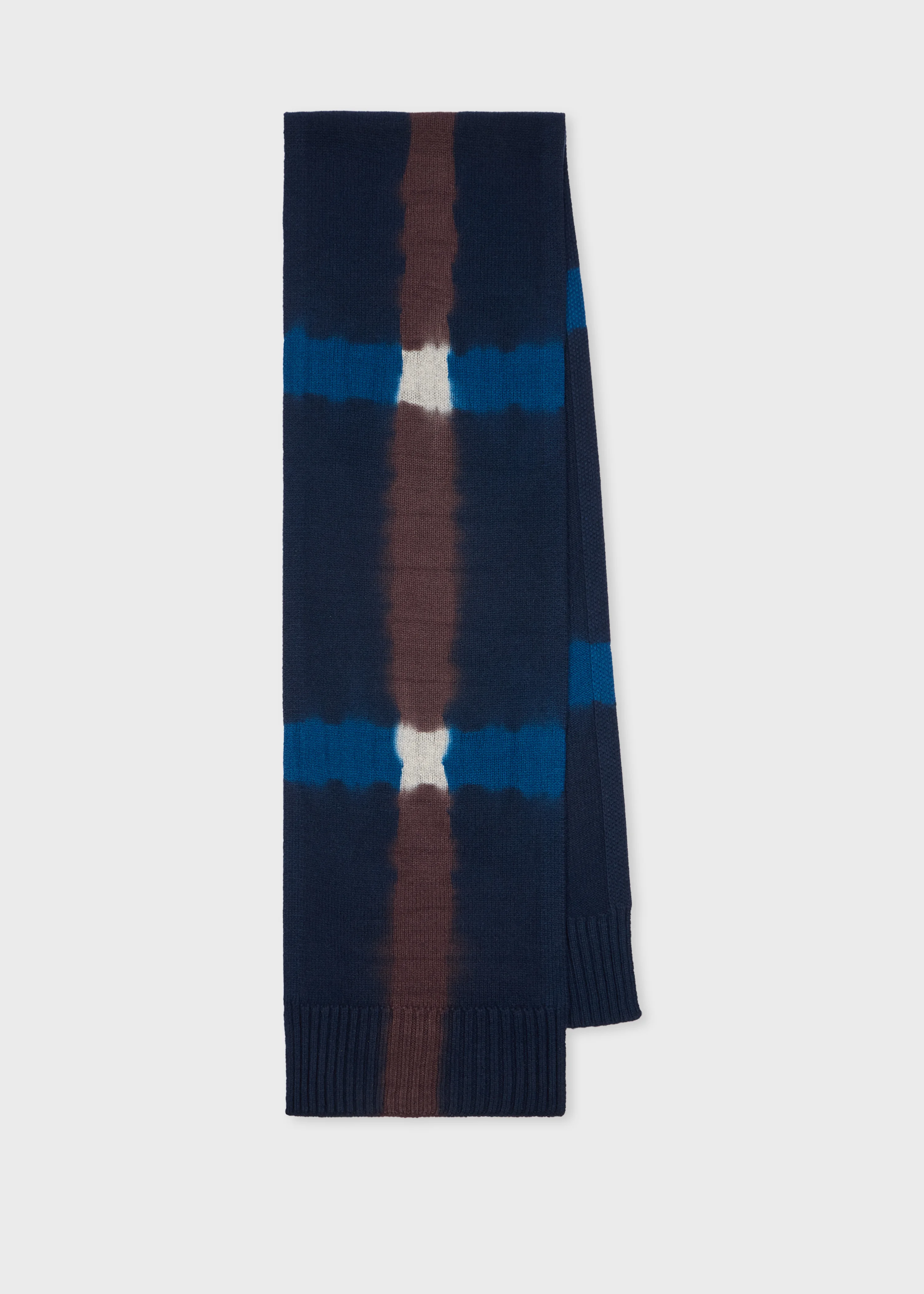 Navy Tie-Dye Merino Wool Scarf - 1