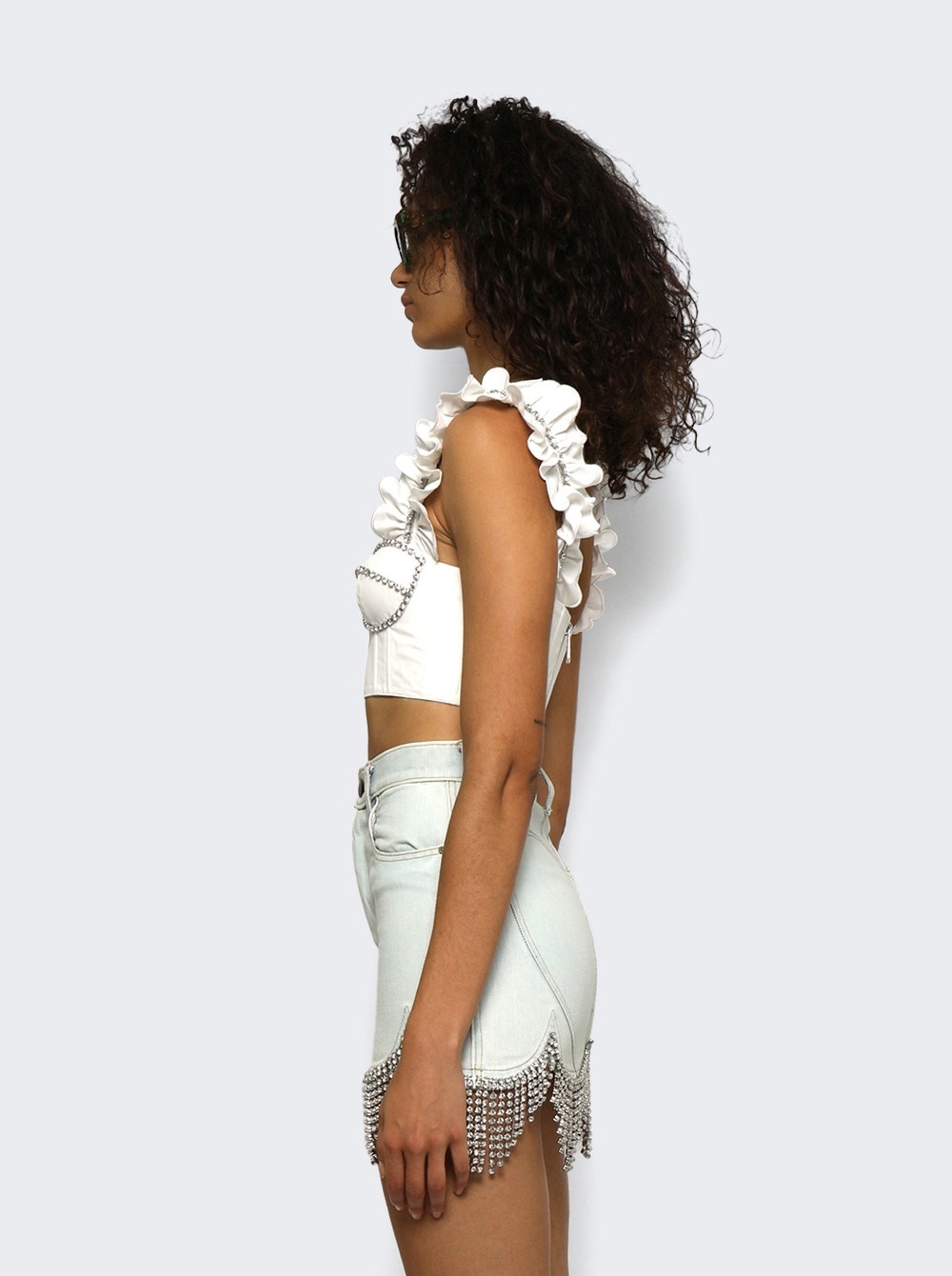 Poplin Ruffle Bustier White - 4