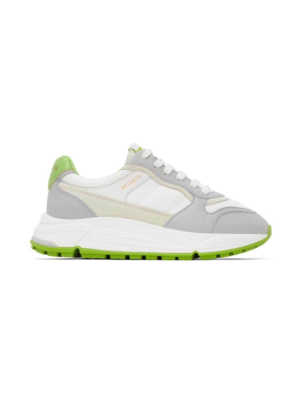 White & Green Rush Sneakers - 1