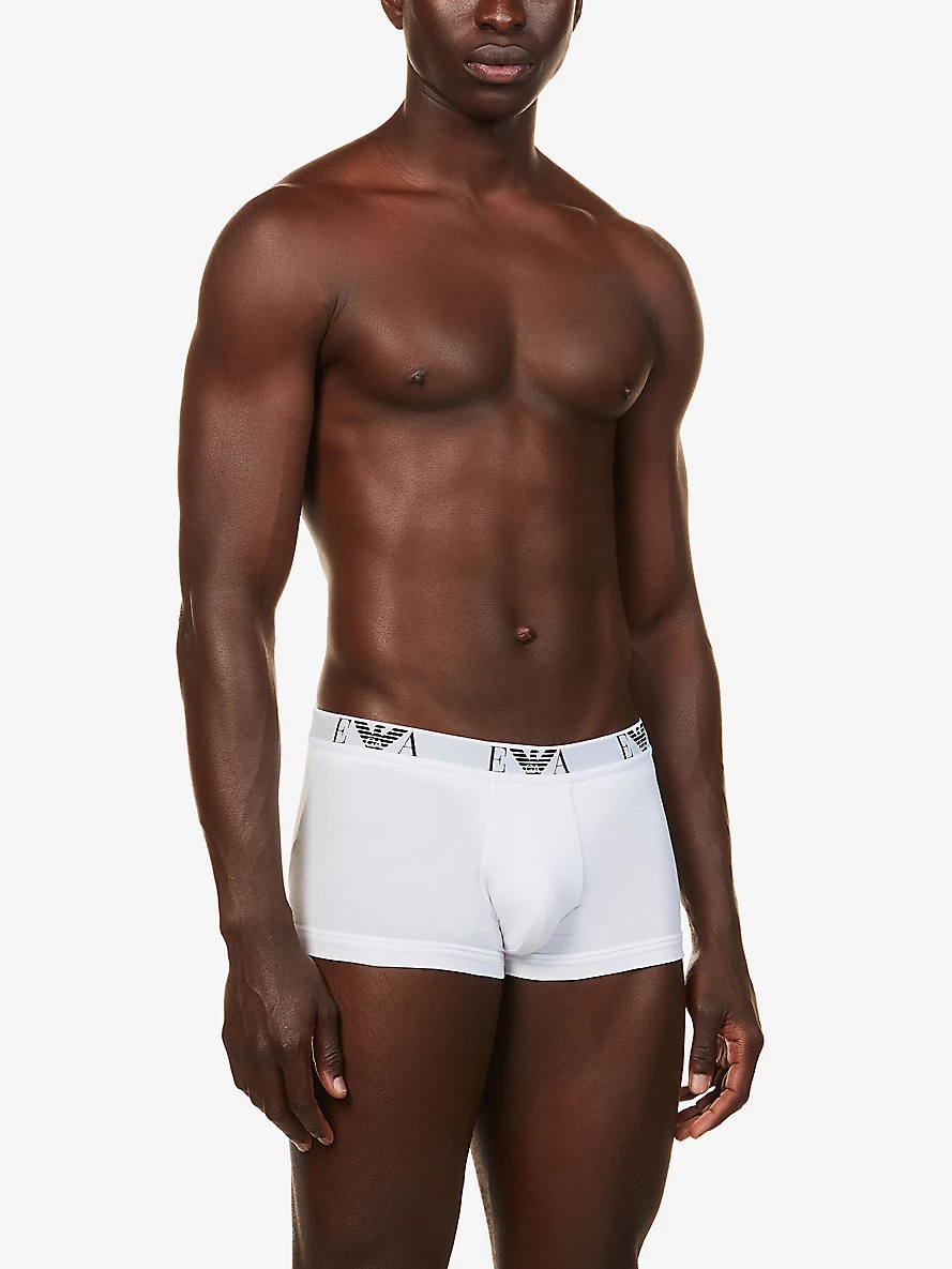 Logo-print stretch-cotton trunks pack of three - 2