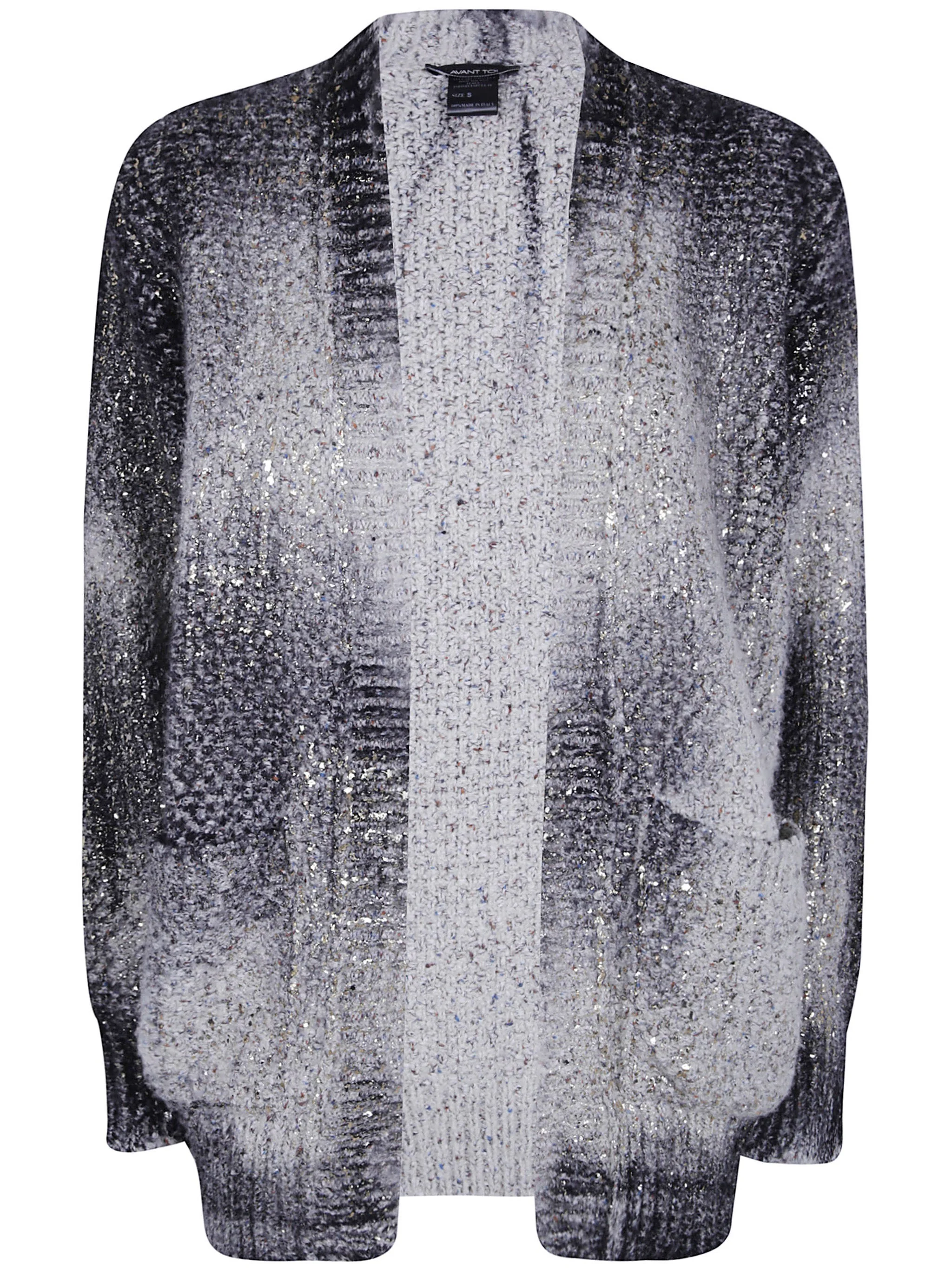 Sweater V Neck "Laminated Scratched Effect Moss Stitch" - 1