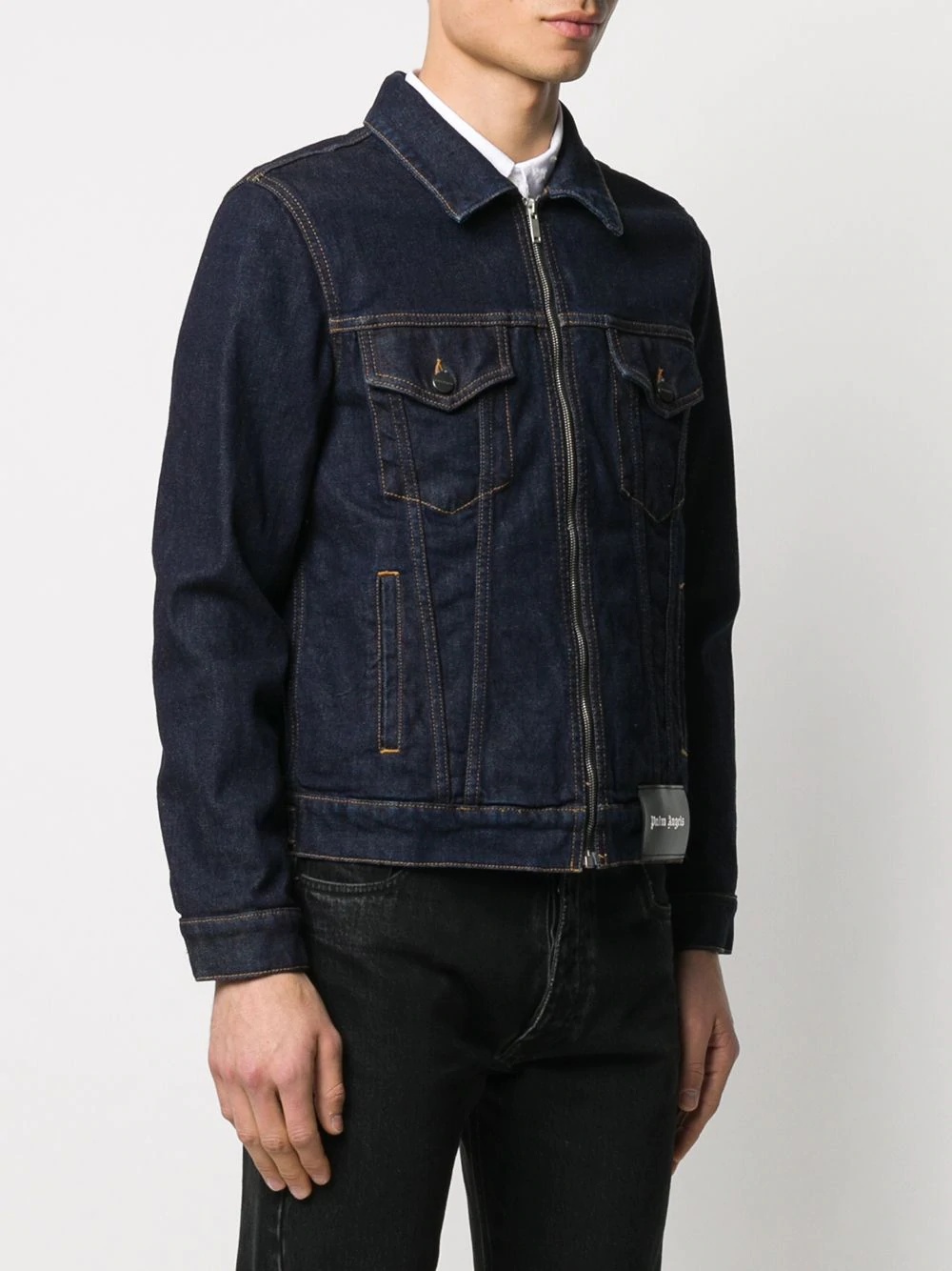 zip-front denim jacket - 4