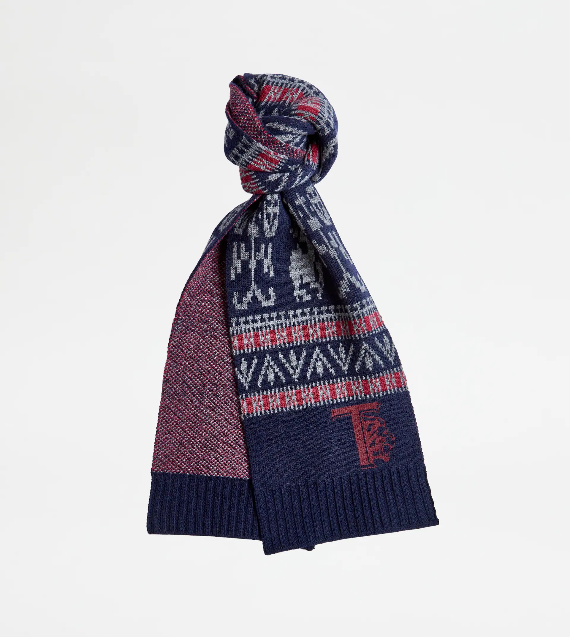 SCARF - BLUE, GREY, RED - 2