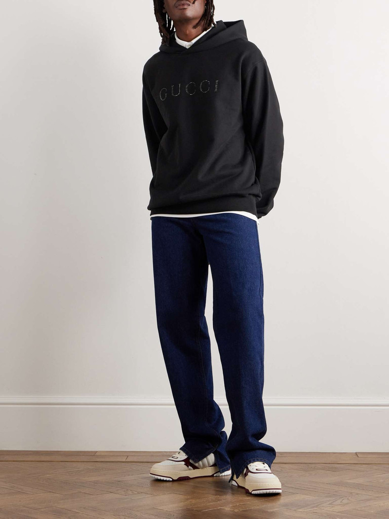 GUCCI Logo-Appliquéd Crystal-Embellished Cotton-Jersey Hoodie outlook