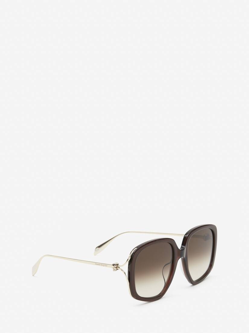 Women's Skull Hinge Soft Square Sunglasses in Brown - 3