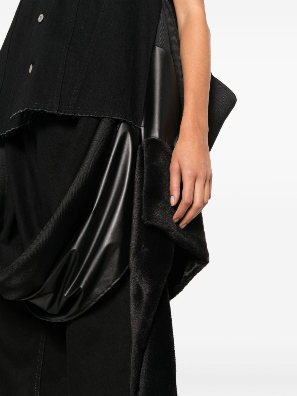 draped denim vest - 5