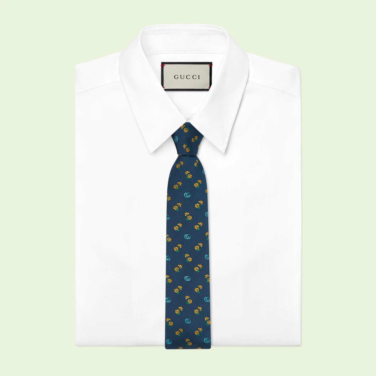 Double G and flowers silk jacquard tie - 2