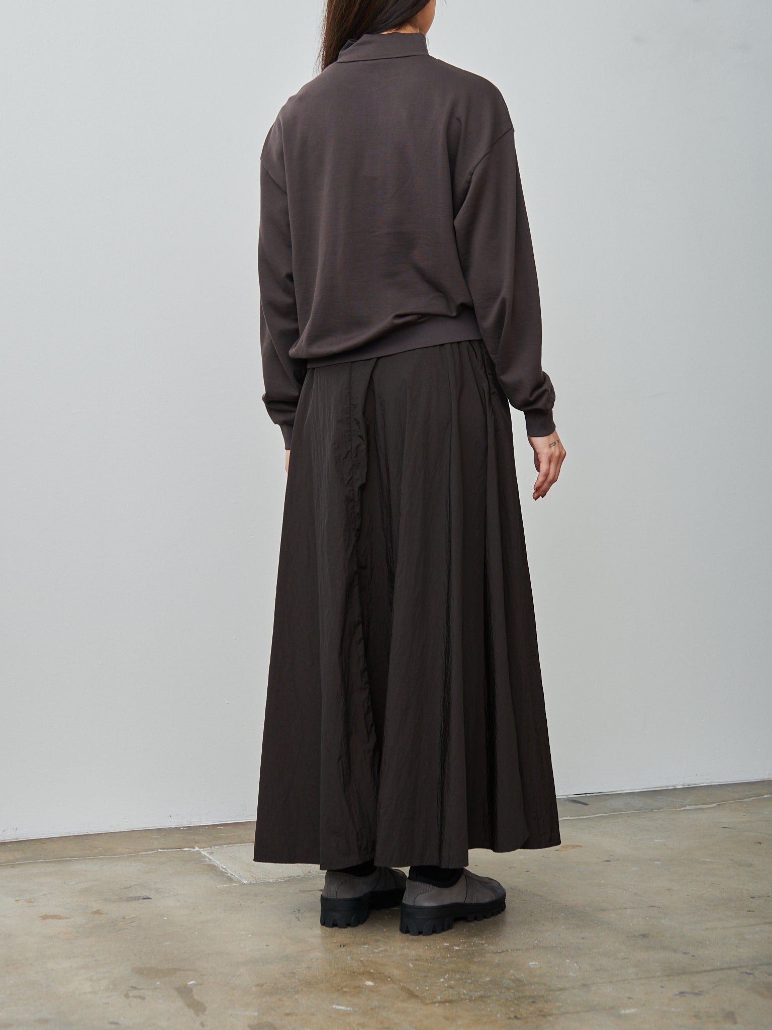 Hand Dyed Nylon Flared Skirt - Brown - 4